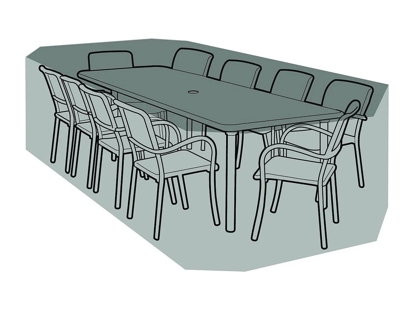 Housse de protection salon de jardin rectangulaire 10 places