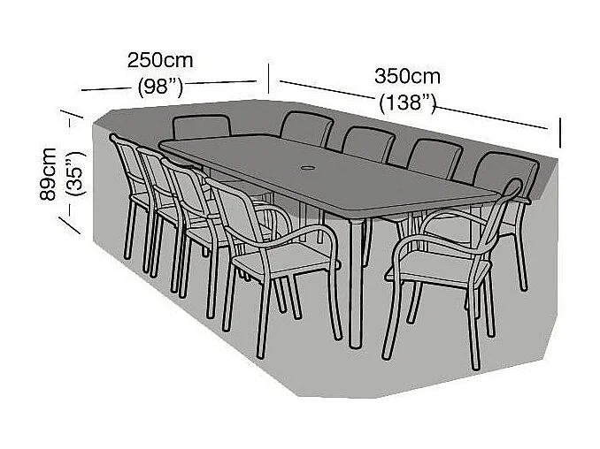 Housse de protection salon de jardin rectangulaire 10 places