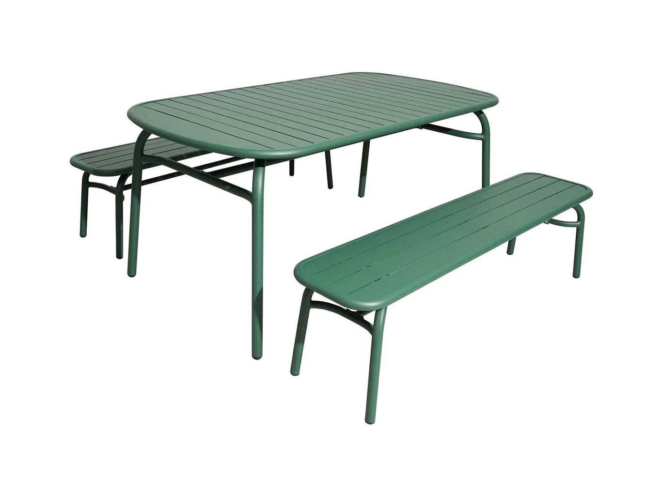 Ensemble table et 2 bancs de jardin en aluminium Oscar