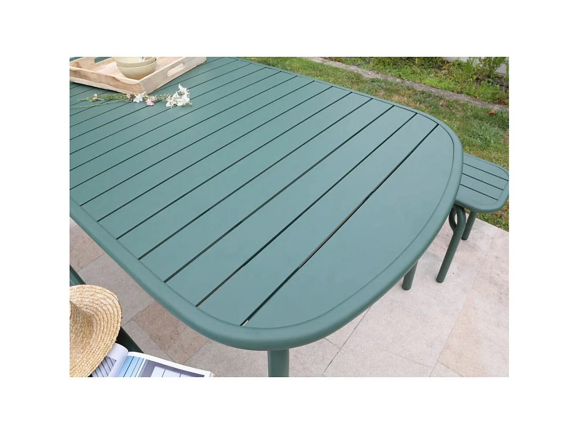 Ensemble table et 2 bancs de jardin en aluminium Oscar