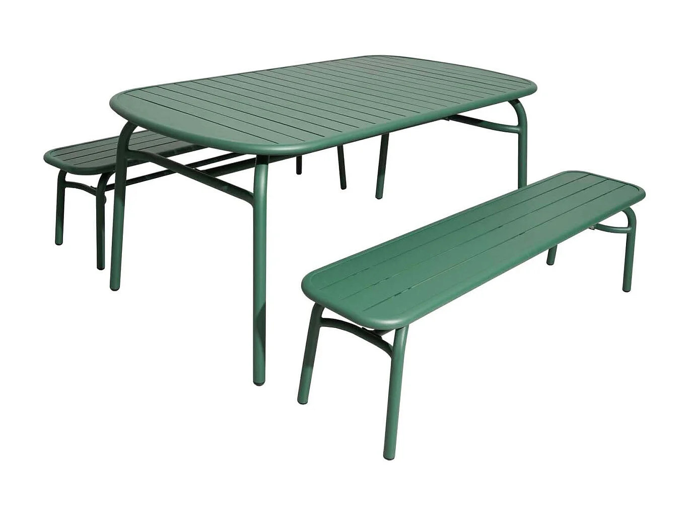 Ensemble table et 2 bancs de jardin en aluminium Oscar
