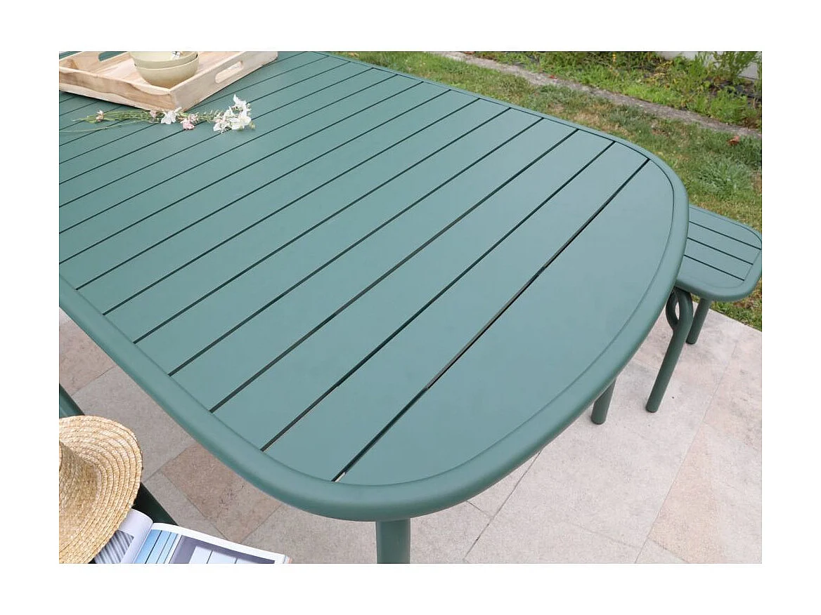 Ensemble table et 2 bancs de jardin en aluminium Oscar