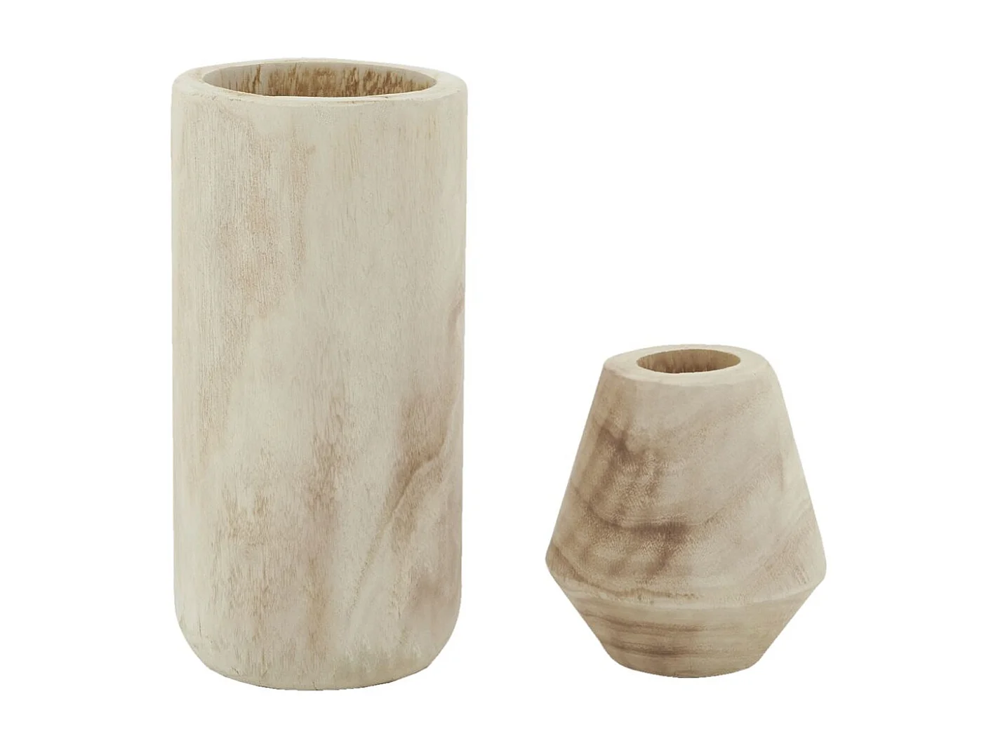 Grand vase rond en bois clair