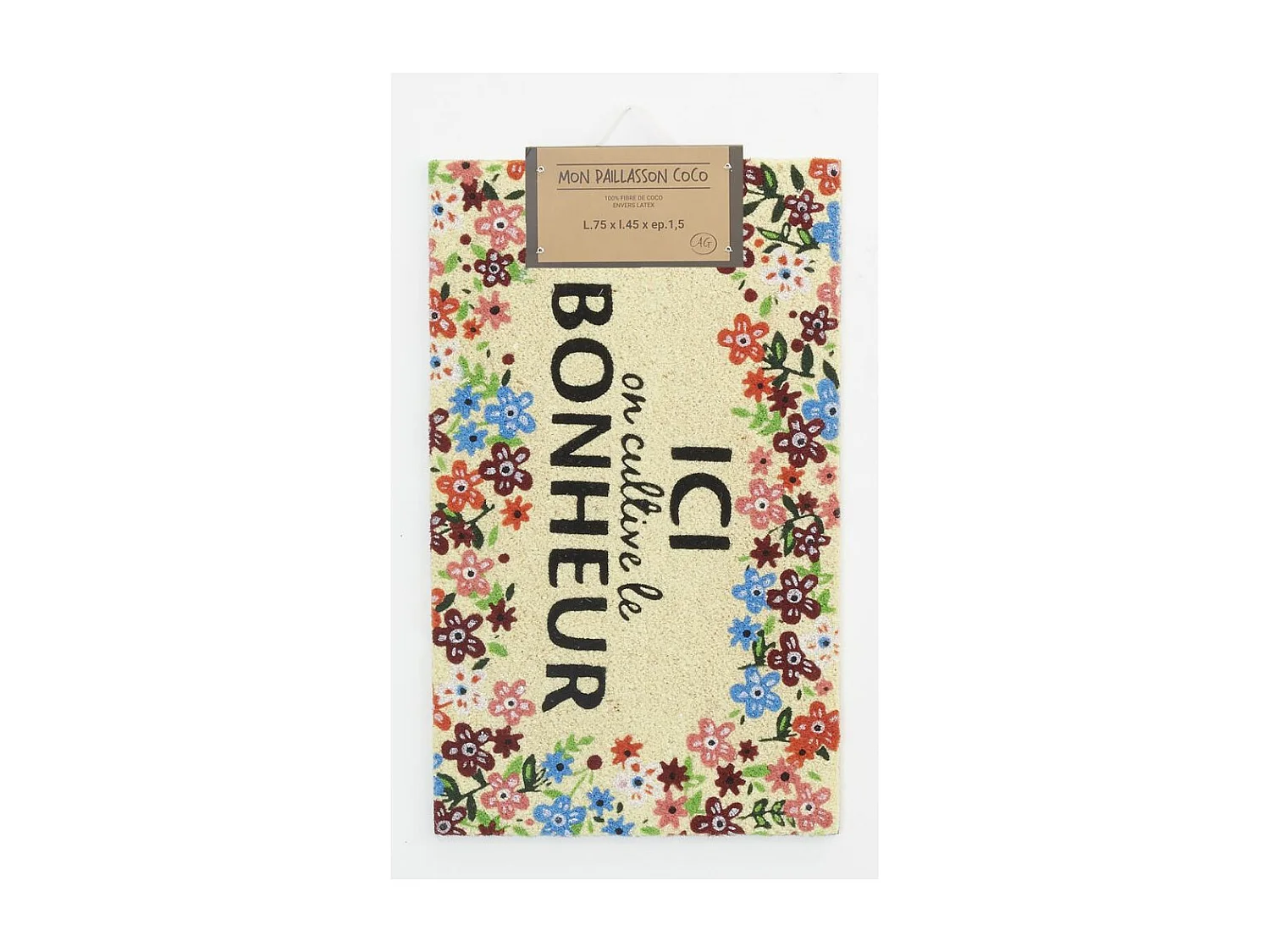 Paillasson en coco avec inscriptions 75 x 45 cm Ici on cultive le bonheur