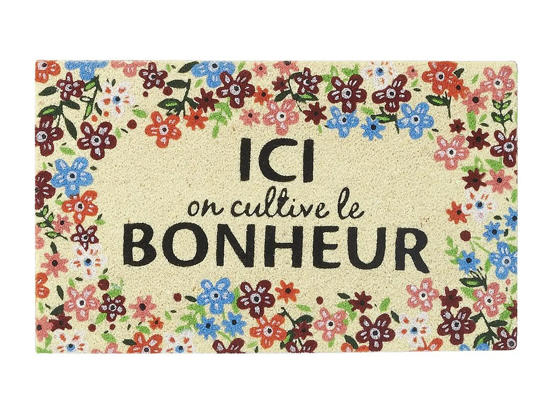Paillasson en coco avec inscriptions 75 x 45 cm Ici on cultive le bonheur