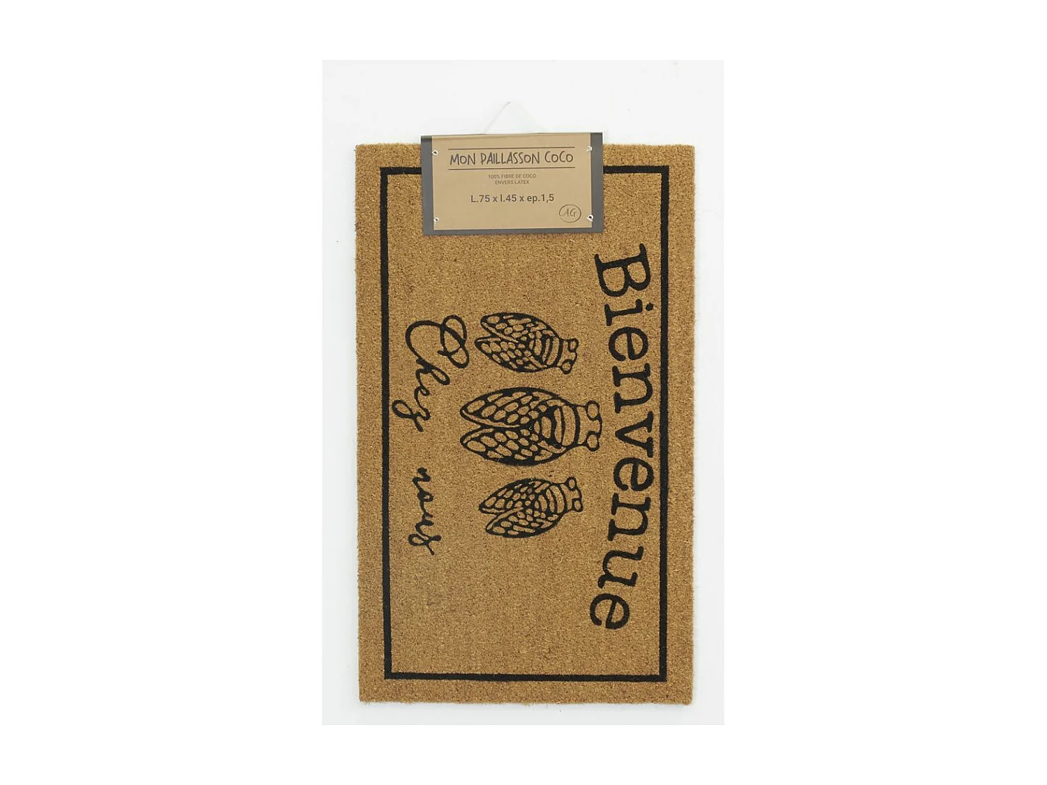 Paillasson coco intérieur extérieur 75 x 45 cm Cigales bienvenue chez nous