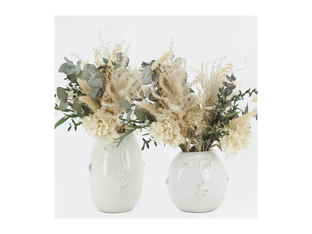 Vasi a forma di faccia in ceramica bianca (set di 2)