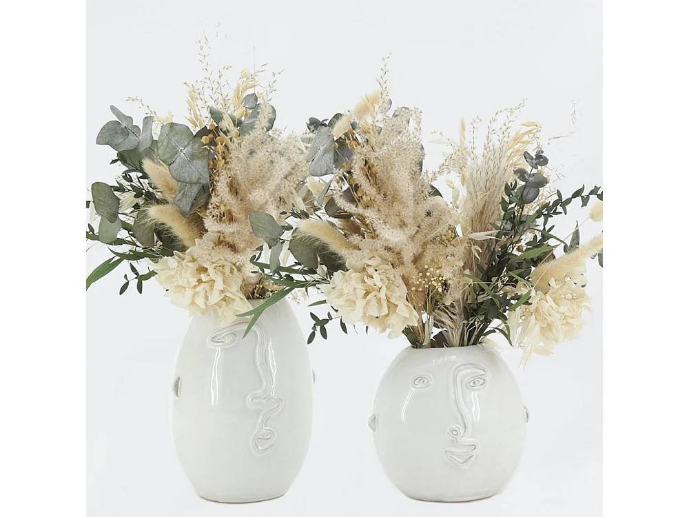 Vasi a forma di faccia in ceramica bianca (set di 2)