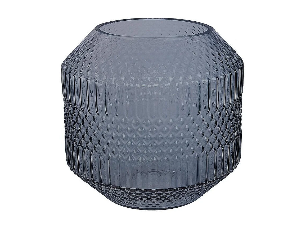 Vase Déco en Verre "Origami" 20cm Bleu