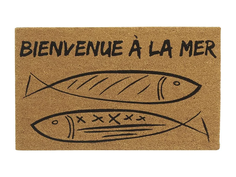 Paillasson coco intérieur extérieur 75 x 45 cm Poissons bienvenue à la mer