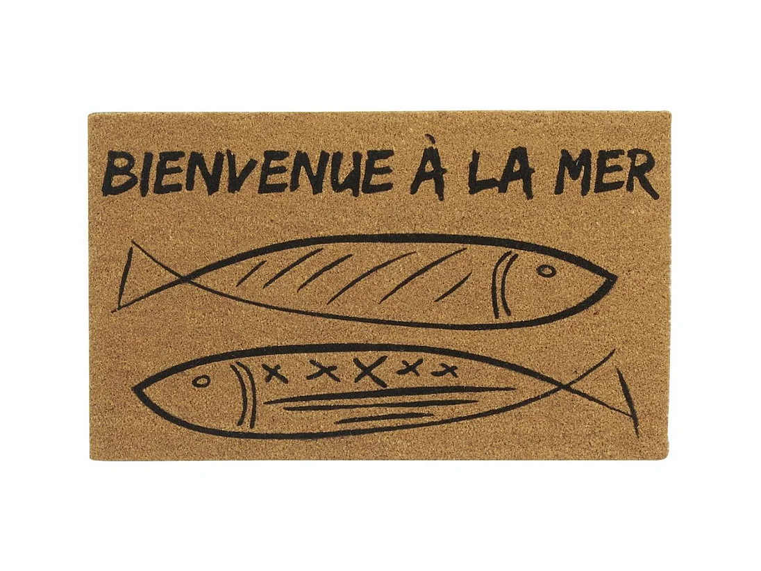 Paillasson coco intérieur extérieur 75 x 45 cm Poissons bienvenue à la mer