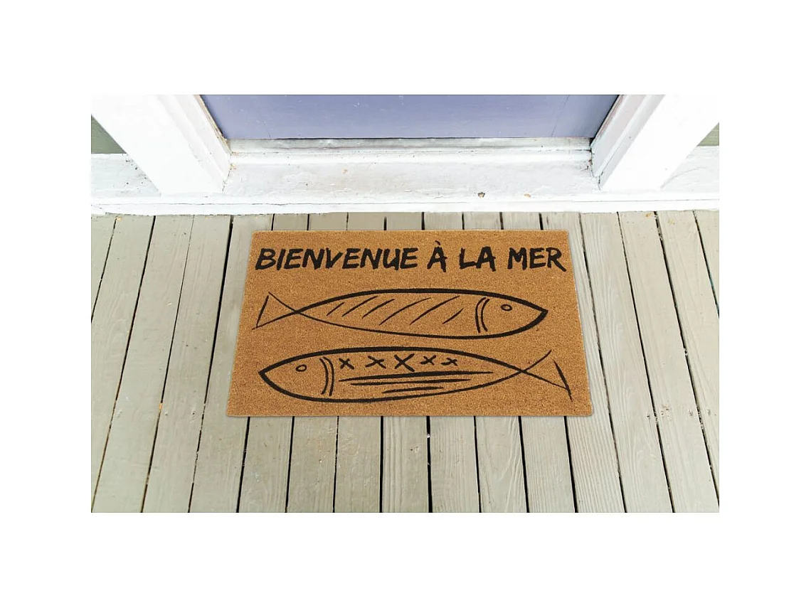 Paillasson coco intérieur extérieur 75 x 45 cm Poissons bienvenue à la mer