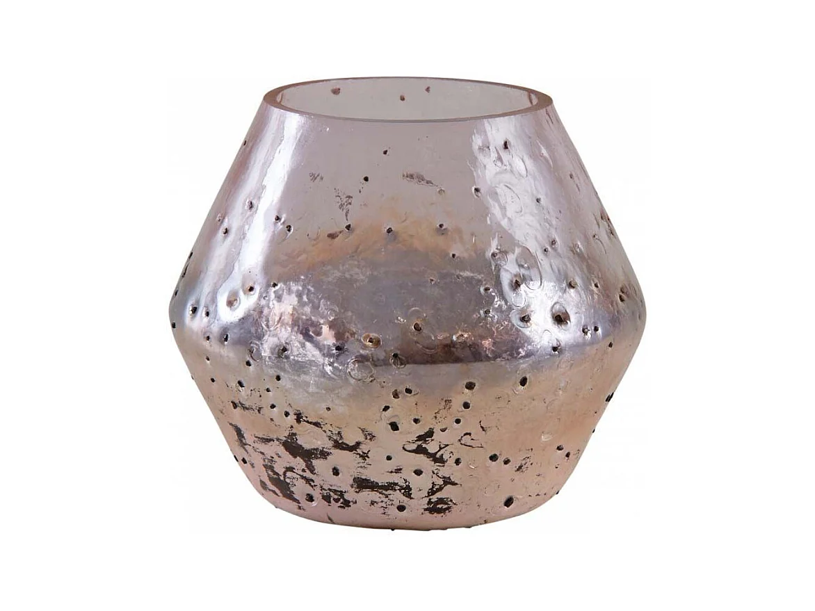 Vase en verre rose et doré 19 cm