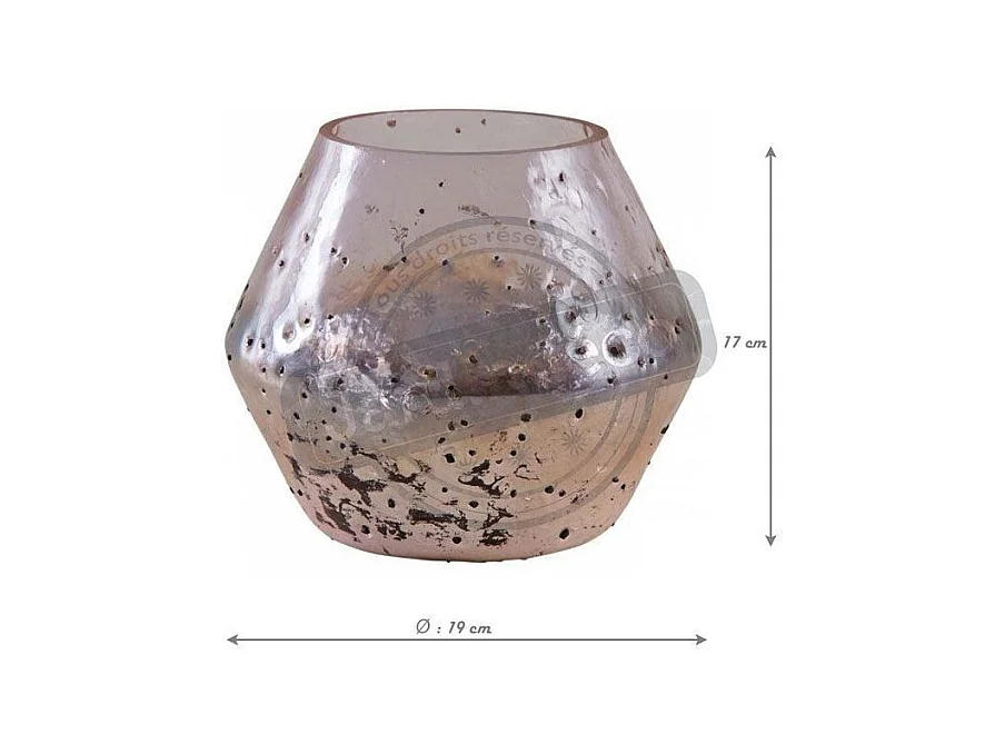 Vase en verre rose et doré 19 cm