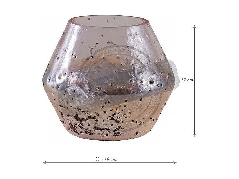 Vase en verre rose et doré 19 cm