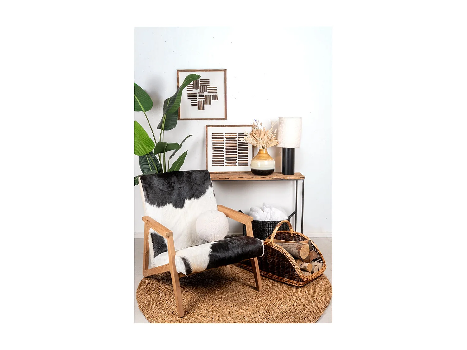 Vase boule bambou laqué