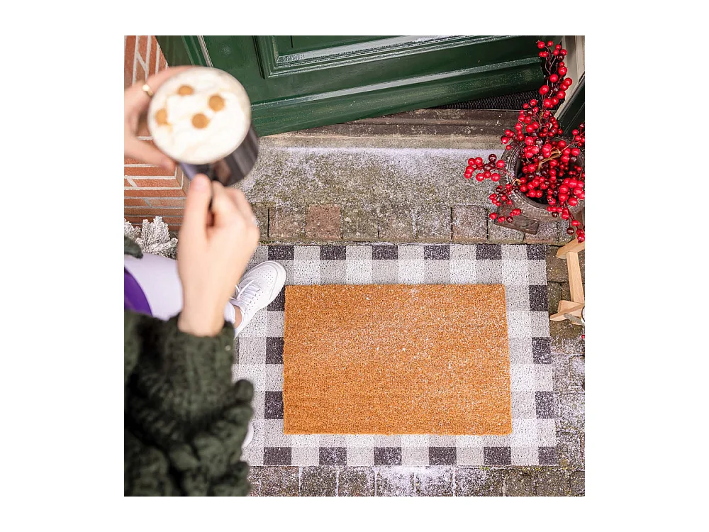 Paillasson en coco et PVC 60 x 40 cm Uni