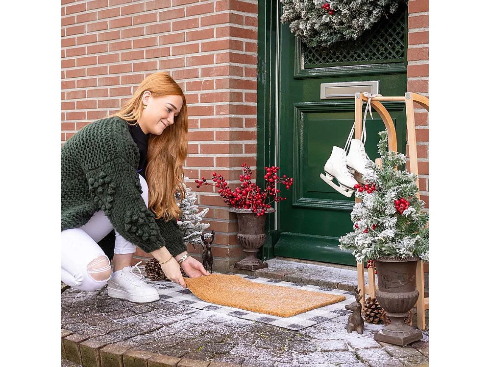 Paillasson en coco et PVC 60 x 40 cm Uni