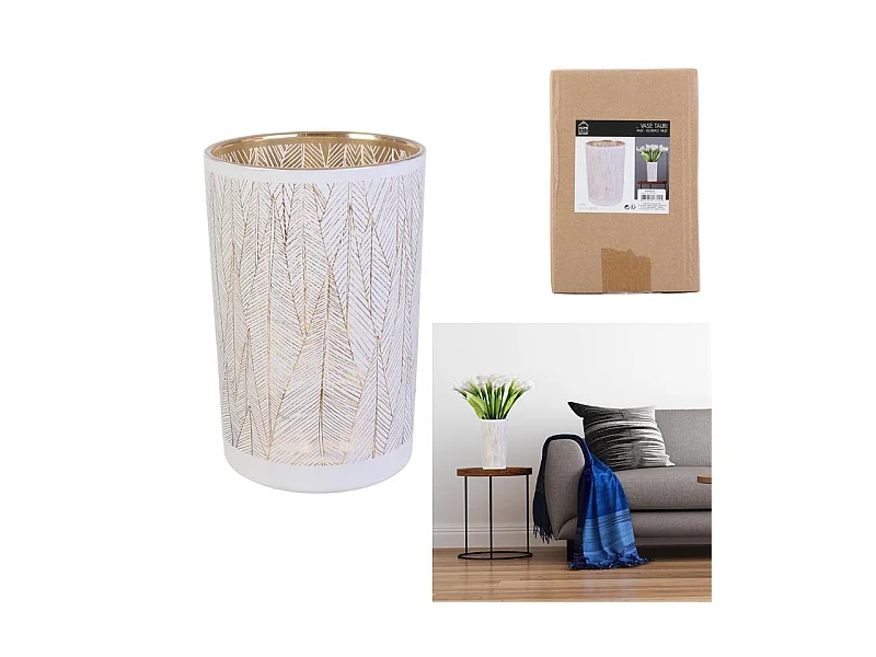 Vase Tauri 20cm Blanc, Or