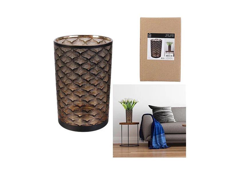 Vase Aster 20cm Noir, Cuivre