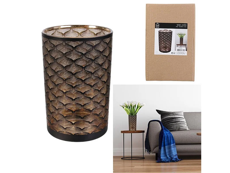 Vase Aster 20cm Noir, Cuivre