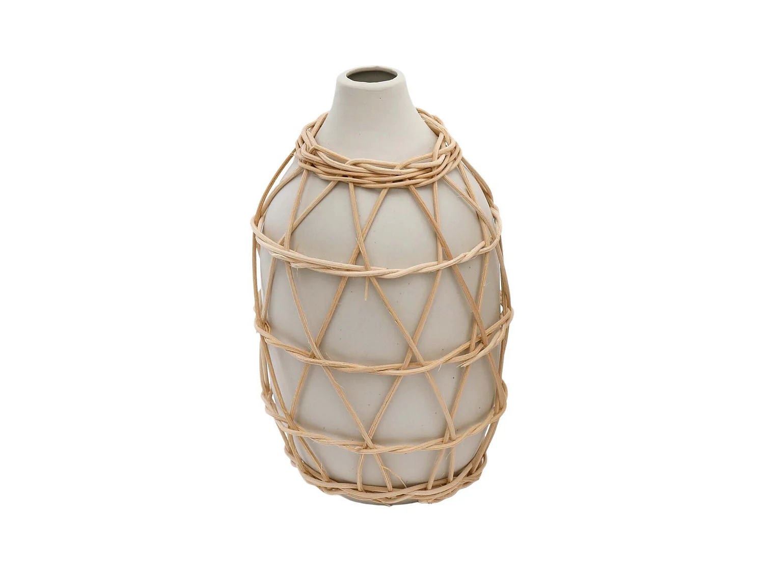 Vase en grès et rotin 11 x 19 cm Modèle 1