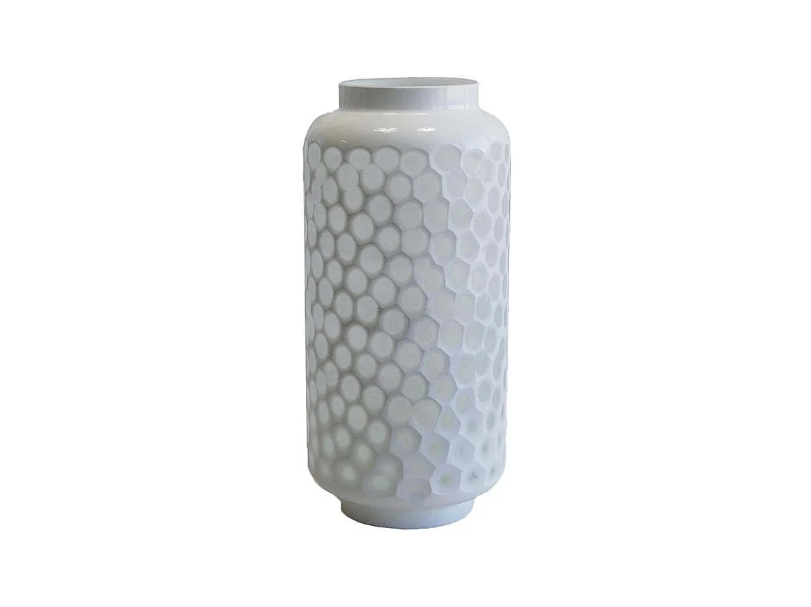 Vase en verre blanc motif nid d'abeille – Élégance nature 31,5 cm