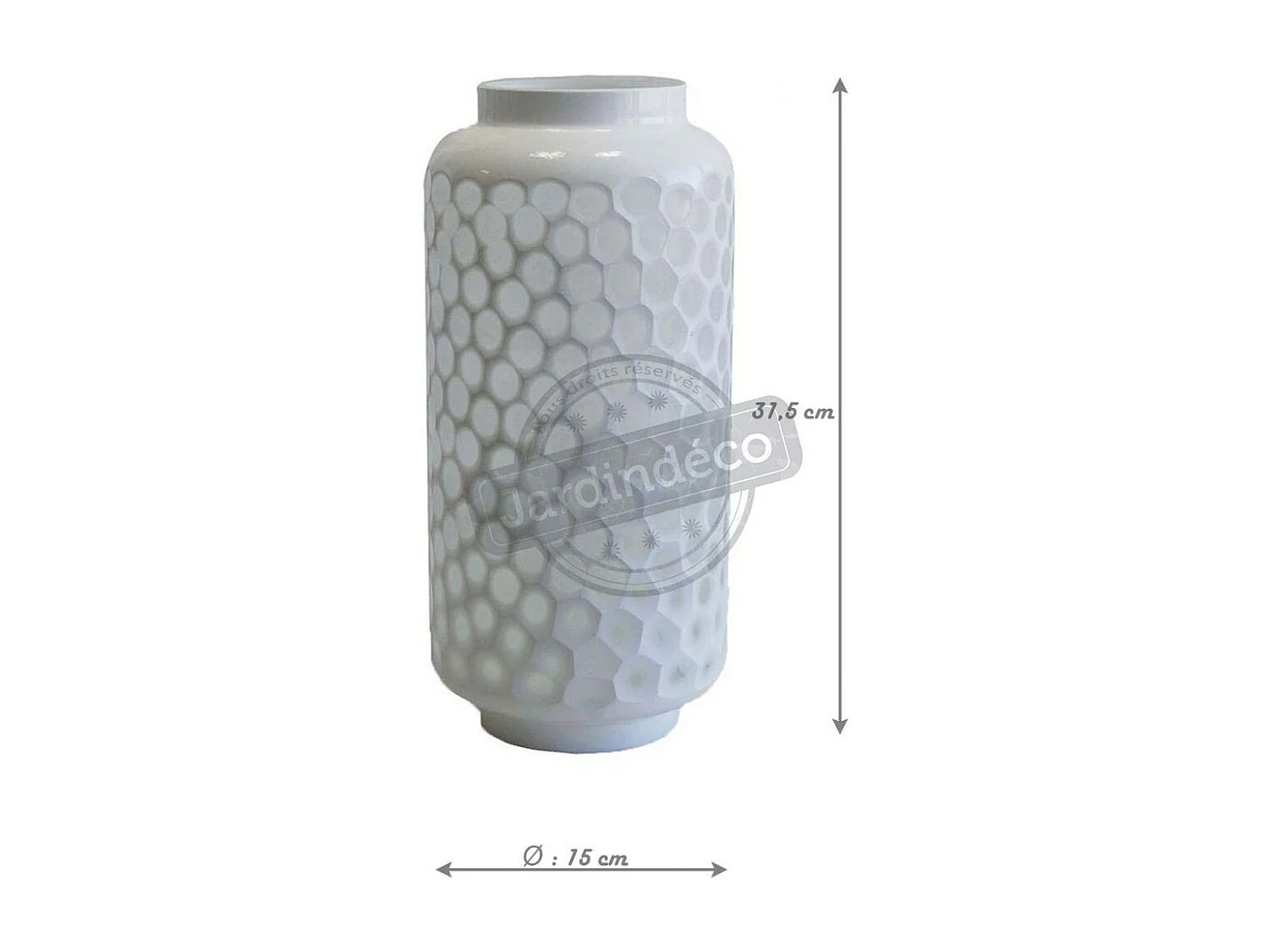 Vase en verre blanc motif nid d'abeille – Élégance nature 31,5 cm