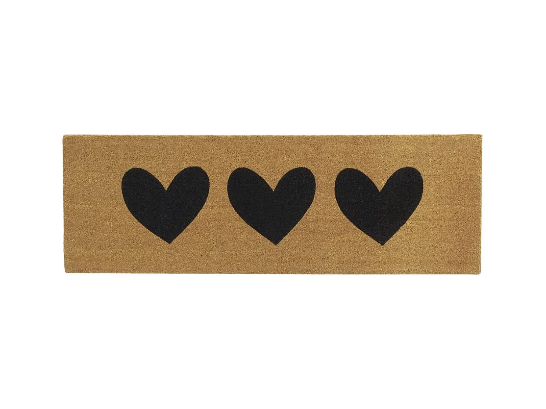 Paillasson grande taille en coco 120 x 40 cm 3 coeurs
