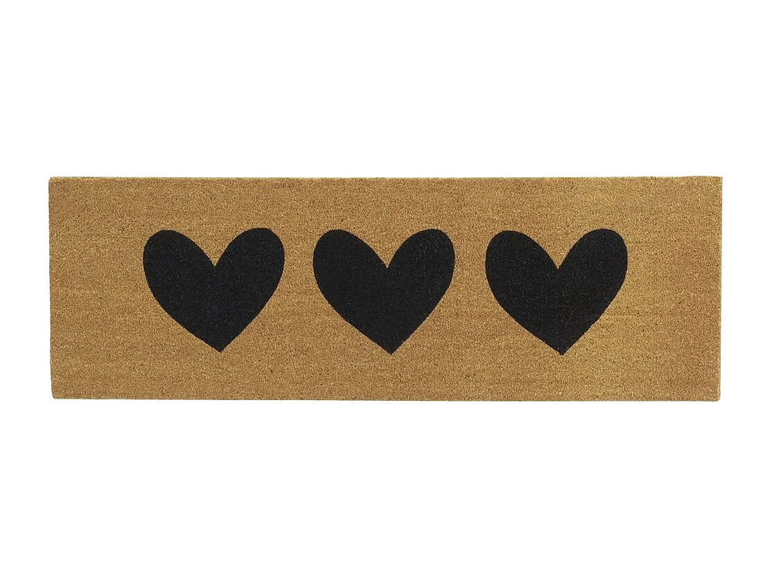 Paillasson grande taille en coco 120 x 40 cm 3 coeurs