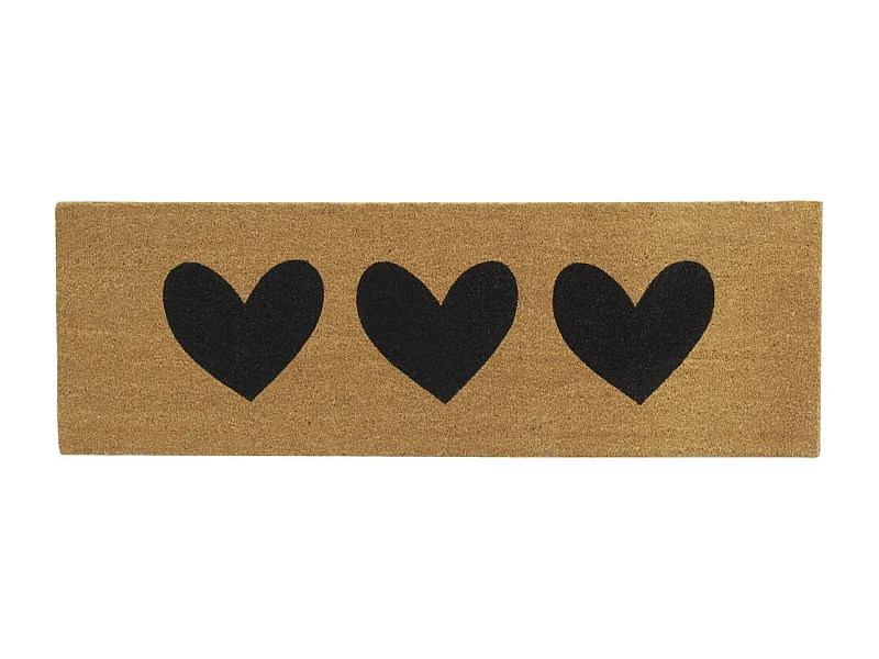 Paillasson grande taille en coco 120 x 40 cm 3 coeurs