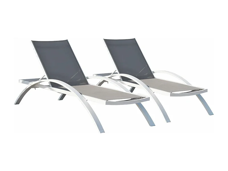 Lot de 2 Bains de Soleil Empilables "Barcelona" 195cm Blanc