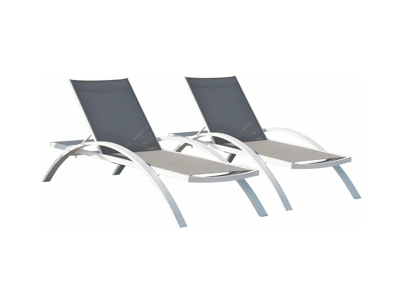 Lot de 2 Bains de Soleil Empilables "Barcelona" 195cm Blanc