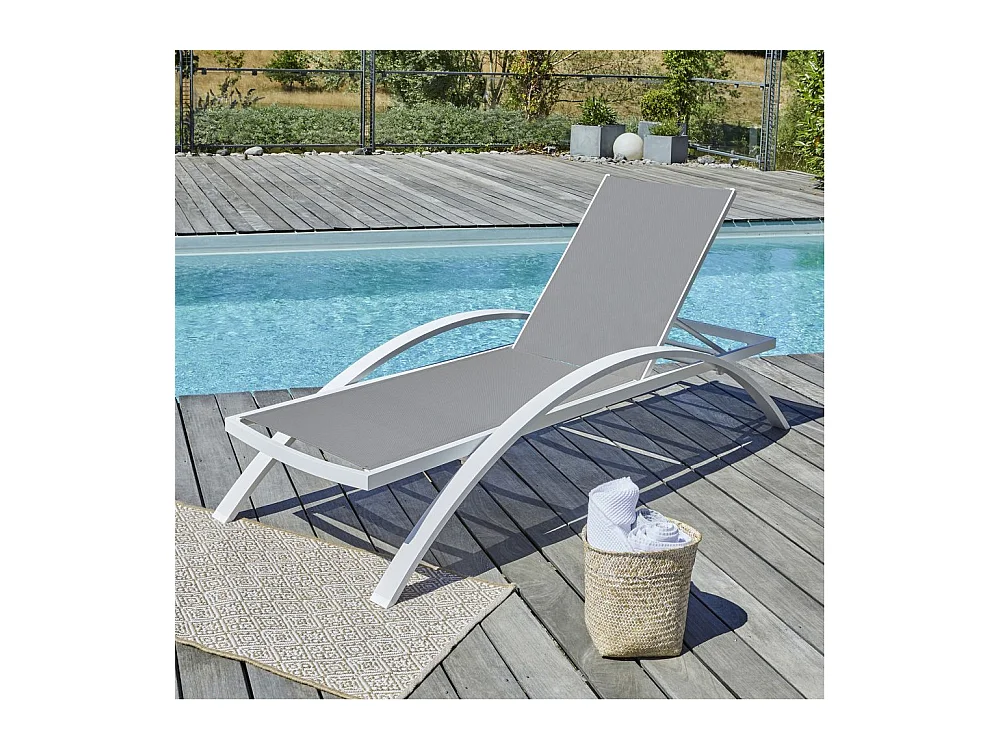 Lot de 2 Bains de Soleil Empilables "Barcelona" 195cm Blanc