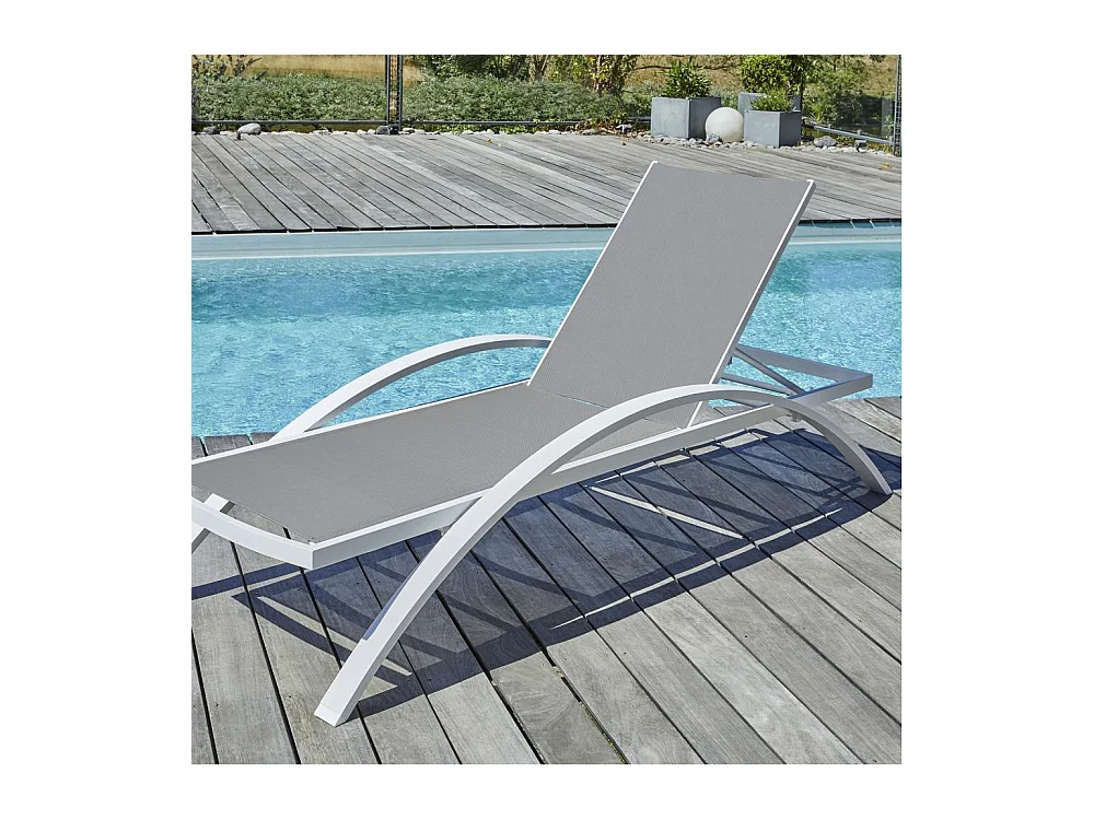 Lot de 2 Bains de Soleil Empilables "Barcelona" 195cm Blanc