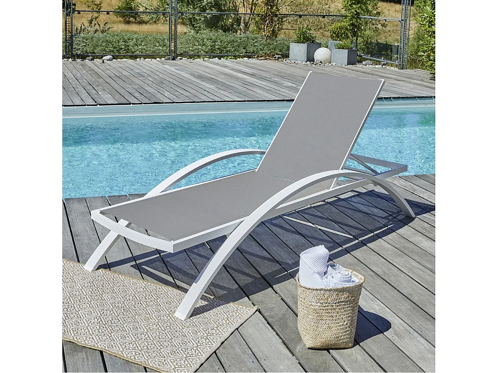 Lot de 2 Bains de Soleil Empilables "Barcelona" 195cm Blanc