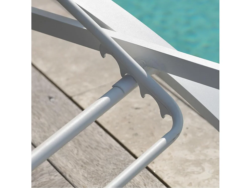 Lot de 2 Bains de Soleil Empilables "Barcelona" 195cm Blanc