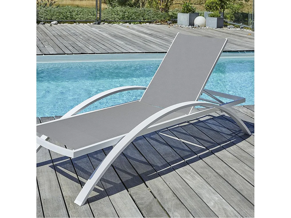 Lot de 2 Bains de Soleil Empilables "Barcelona" 195cm Blanc