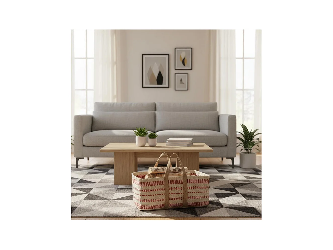 Sac à bûches en jute naturel et teinté