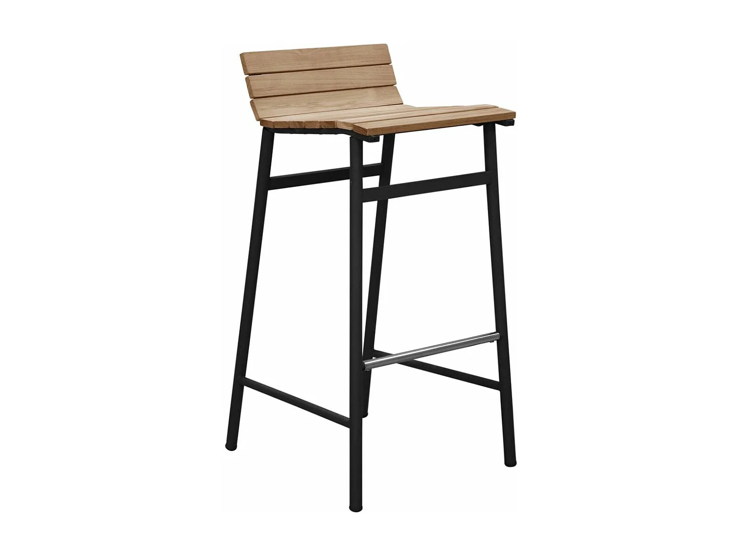 Ensemble de jardin table haute et 4 tabourets en alu et acacia Mexico