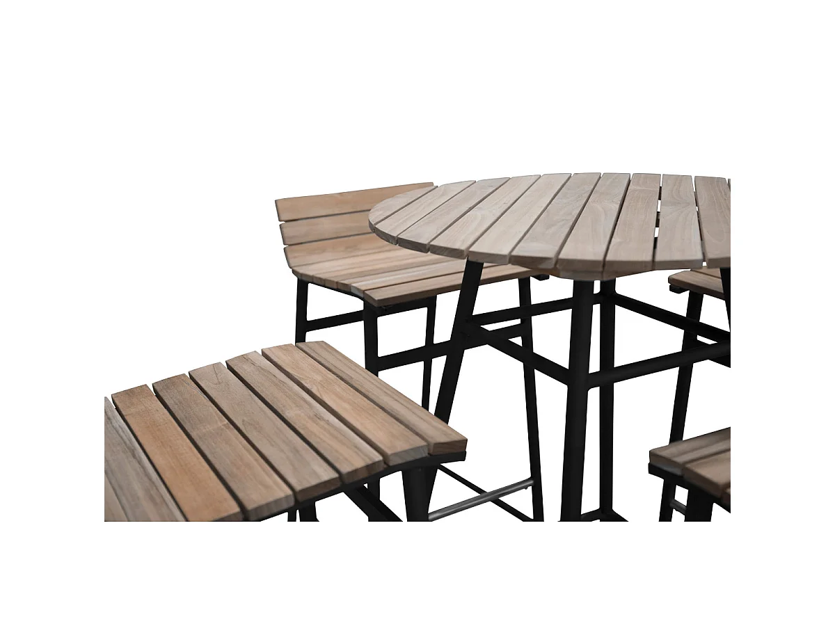 Ensemble Table de Bar de Jardin & 4 Tabourets "Mexico" 95cm Naturel