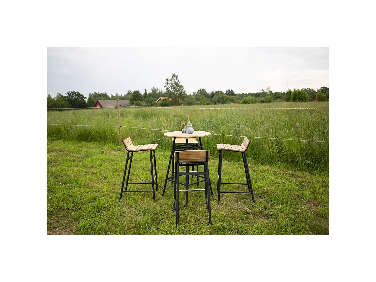 Ensemble Table de Bar de Jardin & 4 Tabourets "Mexico" 95cm Naturel