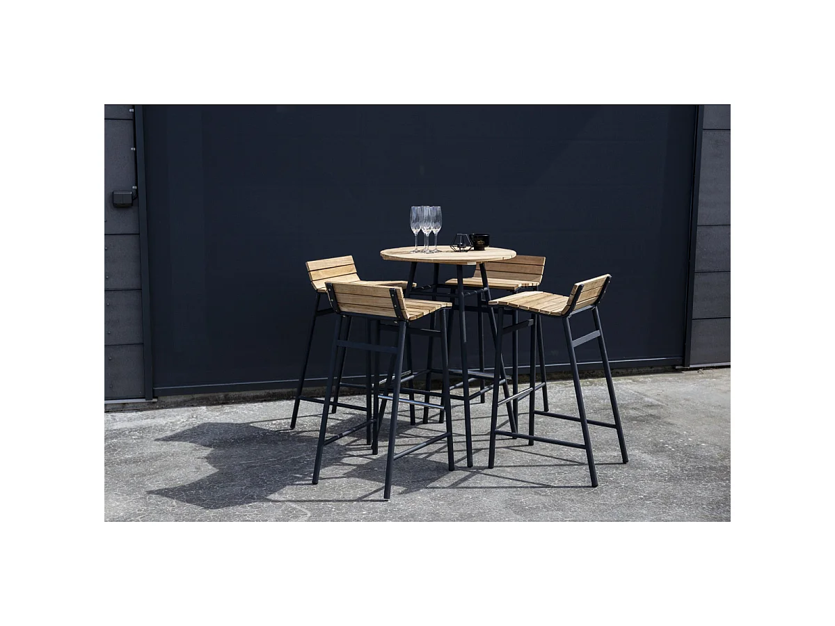 Ensemble Table de Bar de Jardin & 4 Tabourets "Mexico" 95cm Naturel
