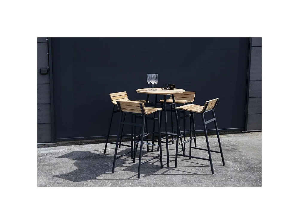 Ensemble Table de Bar de Jardin & 4 Tabourets "Mexico" 95cm Naturel