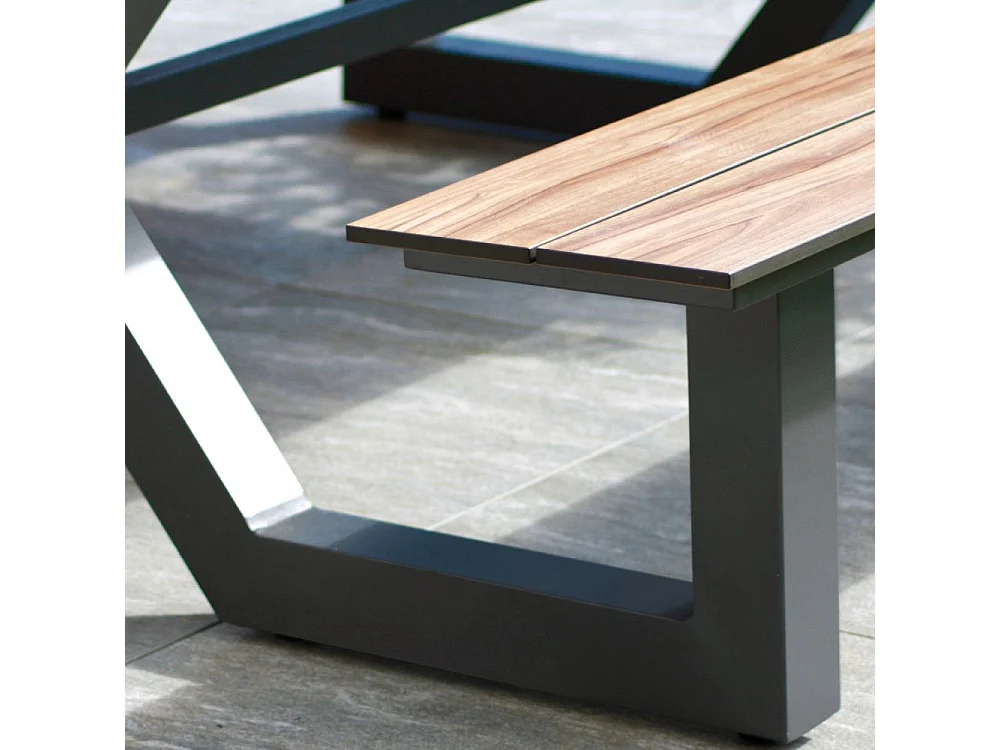 Table de Jardin & 2 Bancs "Vancouver" 150cm Gris Anthracite