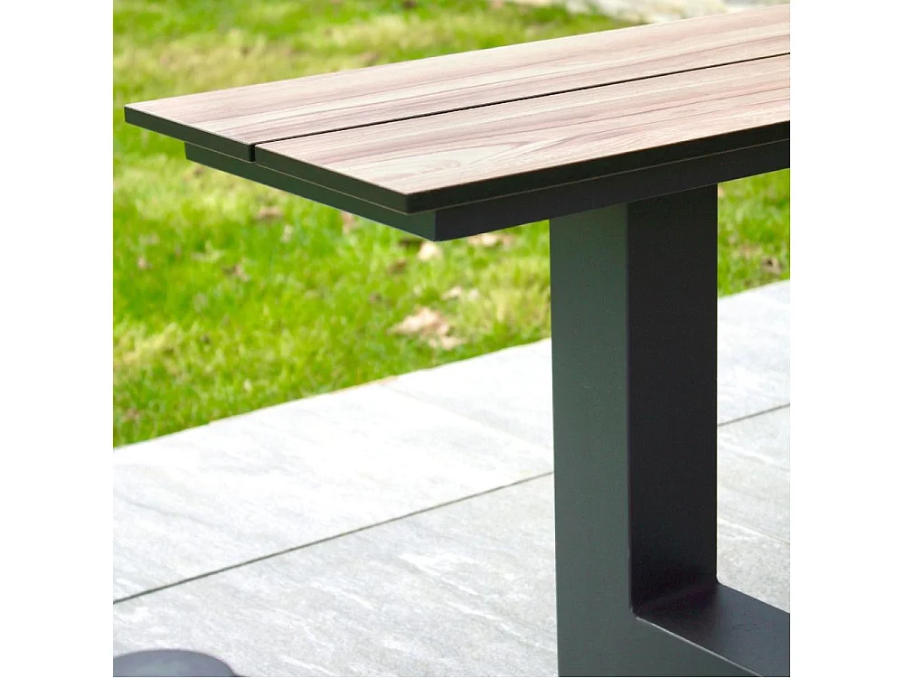 Table de Jardin & 2 Bancs "Vancouver" 150cm Gris Anthracite