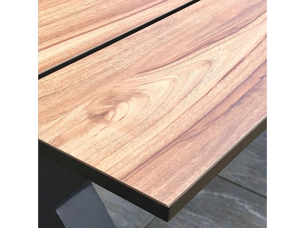 Table de Jardin & 2 Bancs "Vancouver" 150cm Gris Anthracite