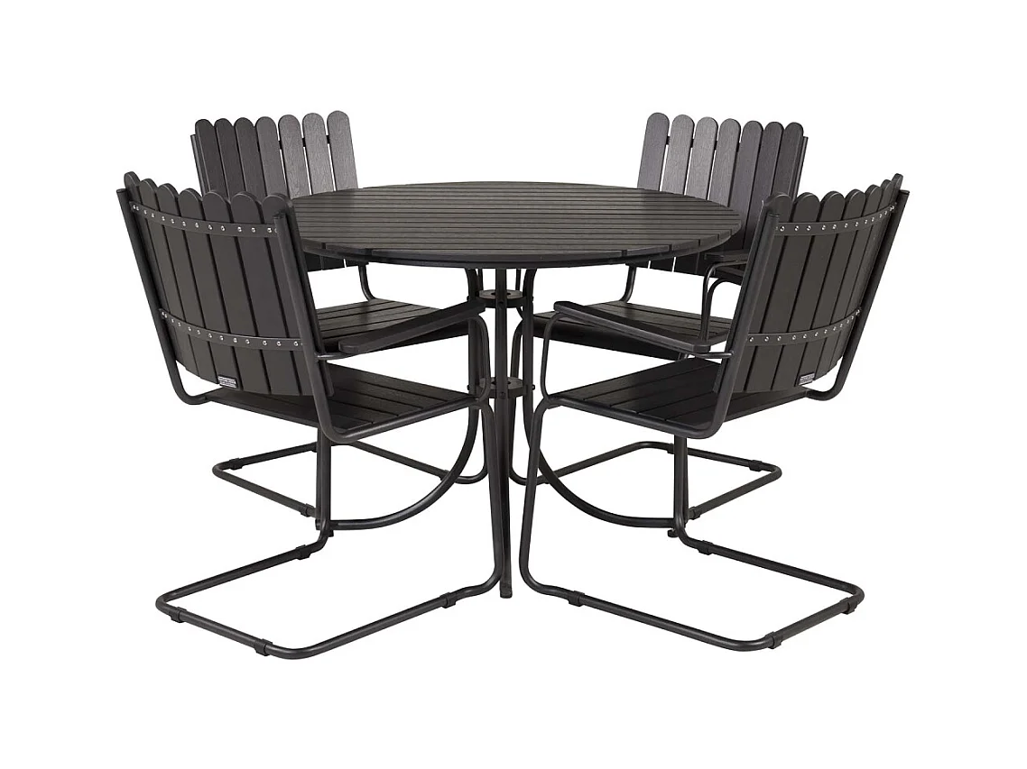 Table ronde et 4 chaises de jardin Holmsund Noir