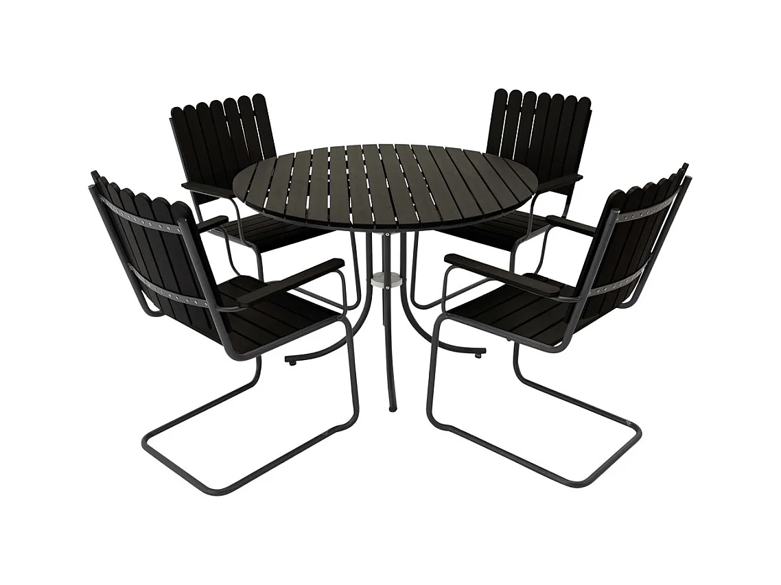 Table ronde et 4 chaises de jardin Holmsund Noir