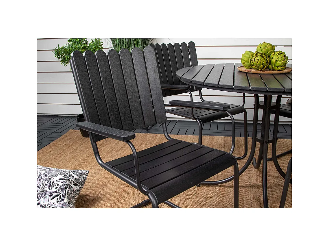 Table ronde et 4 chaises de jardin Holmsund Noir